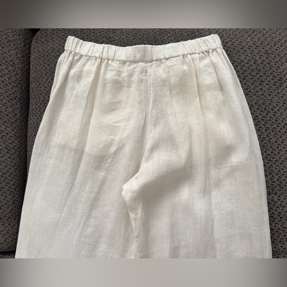 Velvet by Graham & Spencer Lola Linen Pant in Chalk White Small Relaxed Fit Crop - Picture 10 of 16